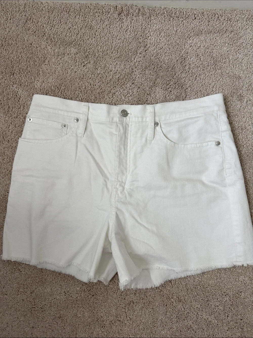 J. Crew White Denim Cutoff Shorts with Raw Hem
